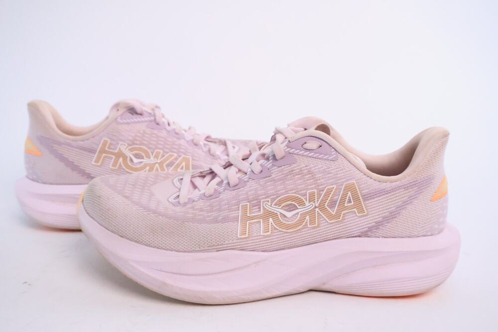 Hoka One One Mach 7 Running Shoes Lilac Cream/Tangerine Glow Women's 9B #88